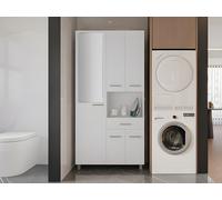 Vente-unique - Colonne de Salle de Bain avec Miroir sur Pied - 180 cm - Blanc - MINELA
