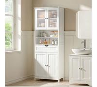 Colonne de salle de bain de Rangement Étroit, Commode avec Tiroir, Meuble pour Salle de Bains, Idéal Petits Espaces, Blanc