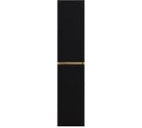 Colonne de salle de bain en mélamine coloris noir mat - chêne - Longueur 30 x profondeur 27 x Hauteur 140 cm