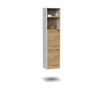 Colonne de salle de bain murale suspendue avec 1 porte coloris Chêne doré/Blanc