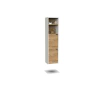 Colonne de salle de bain murale suspendue avec 1 porte coloris Chêne doré/Blanc - Longueur 36,5 x Hauteur 150 x Profondeur 30 cm- -