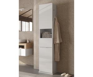 Colonne de salle de bain pivotante avec niche laqué blanc H190cm CALIA