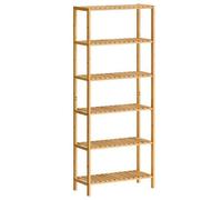 Colonne de salle de bain - SONGMICS - Étagère bambou 6 niveaux - 26 x 60 x 160,9 cm, Beige Naturel