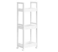 Colonne de Salle de Bain - SONGMICS - sur roulettes - Bambou - Gain de Place - 20 x 30 x 80 cm - Blanc