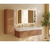 Colonne de salle de bain suspendue en bois massif - Naturel clair - H110 cm - BULMAS