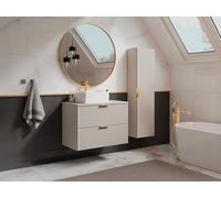 Colonne de salle de bain suspendue striée - Beige - H140 cm - ZEVARA
