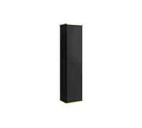 Colonne de salle de bain suspendue striée liseré doré - Noir - H140 cm - KELIZA