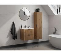 Colonne de salle de bain suspendue striée - Naturel clair - H140 cm - ZEVARA