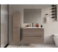 Colonne de salle de bain suspendue - Taupe - L30 x l30 x 120 cm - STEFANIE