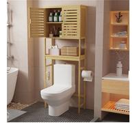 Colonne de Salle de Bain - UNHO - Armoire Toilettes WC - 2 Portes - 3 Étagères - Bambou Naturel
