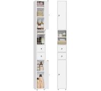 Colonne de Salle de Bains - EUGAD Armoire WC - 2 Tiroirs, 2 Portes - 20x20x180cm - Blanc