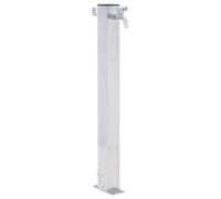 Colonne d'eau de jardin 60 cm en acier inoxydable carrée avec robinet, support de tuyau et raccord pour système d'irrigation, irrigation de pelouse, terrasse, serre