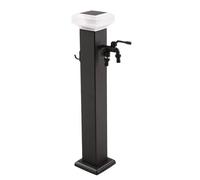 Colonne D'eau de Jardin à Lumière Solaire, Support de Tuyau Autoportant avec Robinet, Poteau D'eau de Jardin Vertical Antigel Extérieur, Fontaine Décorative, Distributeur D'eau, Bouche D'incendie(Negr