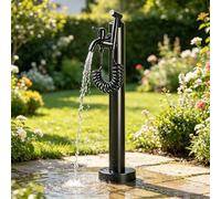 Colonne d'eau de jardin avec robinet et pistolet pulvérisateur - Distributeur d'eau extérieur protégé contre le gel - Bouche d'eau décorative pour l'irrigation et le lavage du jardin (noir, 60 cm