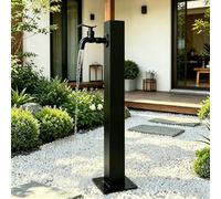 Colonne d'eau de jardin carrée moderne, robinet extérieur de bouche d'incendie de cour noire autoportante pour patio de terrasse de villa, monté au sol ou sur le côté