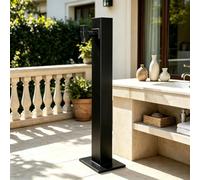 Colonne d'eau de jardin carrée moderne, robinet extérieur de bouche d'incendie de cour noire autoportante pour patio de terrasse de villa, monté au sol ou sur le côté