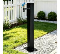 Colonne d'eau de jardin carrée moderne, robinet extérieur de bouche d'incendie de cour noire autoportante pour patio de terrasse de villa, monté au sol ou sur le côté
