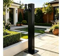 Colonne d'eau de jardin carrée moderne, robinet extérieur de bouche d'incendie de cour noire autoportante pour patio de terrasse de villa, monté au sol ou sur le côté