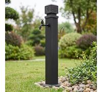 Colonne d'eau de jardin en acier inoxydable avec pistolet de pulvérisation extensible, bouche d'eau autonome à sortie unique, robinet extérieur à double entrée, pour le lavage et l'arrosage (114,3 cm)