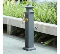 Colonne d'eau de jardin extérieur avec robinet, bouche d'eau en alliage d'aluminium, robinet d'eau de cour autoportant avec pistolet pulvérisateur de 7 m et couvercle de robinet