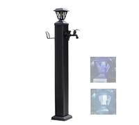 Colonne d'eau de jardin, robinet avec éclairage LED solaire, support de tuyau autoportant, raccord de jardin, poteau d'arrosage résistant au gel (114 cm / 45 in)