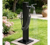 Colonne d'eau de jardin, robinet de jardin, noir, avec pistolet pulvérisateur et tuyau, pompe à eau en acier inoxydable, robinet extérieur résistant au gel avec crochet, point de terrasse (95cm)
