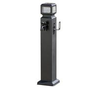 Colonne d'eau de jardin verticale en acier inoxydable, bouche d'incendie autoportante avec lumière solaire, deux sorties d'eau et support de tuyau pour la terrasse (12 x 80 cm)