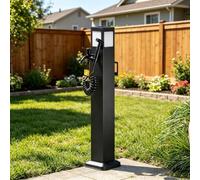 Colonne d'eau d'extérieur avec robinet, borne-fontaine en acier inoxydable, station de puisage résistante au gel avec éclairage solaire pour jardin, pelouse et terrasse