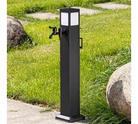 Colonne d'eau d'extérieur avec robinet, borne-fontaine en acier inoxydable, station de puisage résistante au gel avec éclairage solaire pour jardin, pelouse et terrasse