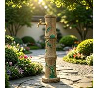Colonne d'eau élégante en bambou autoportante avec raccords en laiton, adaptée pour une utilisation en extérieur dans des conditions froides et ensoleillées, montage facile au sol, bouche d'irrigation