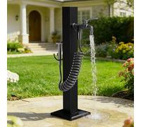 Colonne d'eau en acier inoxydable 304 avec robinet et pistolet pulvérisateur, robinet d'eau extérieur, double bec avec 1 crochet, extérieur résistant au gel -20 °C, résistant à la chaleur 80 ℃ (95 cm)