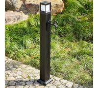 Colonne D'eau Extérieure avec éclairage Solaire Led, Robinet à Double Sortie pour L'arrosage et Le Lavage(113.5cm/44.6in)