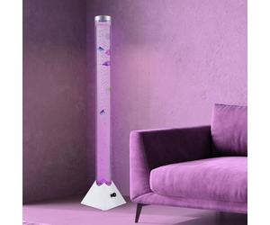 Colonne d'eau Lampadaire Colonne à bulles avec changement de couleur Lampe décorative LED Lampadaire, avec 5 poissons décoratifs, intensité des bulles réglable, LxlxH 21,5x21,5x120 cm
