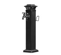 Colonne d'eau solaire de jardin avec éclairage LED, robinet extérieur résistant au gel, crochet de suspension pour robinet extérieur et support de tuyau (65 cm / 25 in)