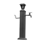Colonne d'eau solaire LED pour robinet d'extérieur, support de tuyau d'arrosage avec robinet en cuivre massif, résistant au gel, pour arrosage/nettoyage/lavage (14 x 75 cm)