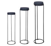 Colonne décorative en fer, finition peinture époxy, couleur bleu nuit, lot de 3 colonnes de différentes tailles
