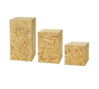 Colonne décorative en OSB, colonne de fleurs pour le salon, support pour plantes, piédestal moderne pour la décoration, socle stable, 40+60+80/40 cm Jeu de trois