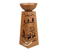 Colonne décorative pour plantes, bol à fleurs, décoration de jardin, lampe d'extérieur, colonne pour plantes avec perforations, métal rouille, batterie incluse, minuterie, 1x LED blanc chaud, H 59 cm