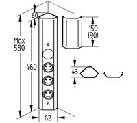 Colonne d'énergie STS 3081 en NOIR avec 3 emplacements et interrupteur pour l'éclairage / prise multiple / prise d'angle