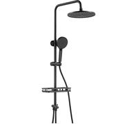 Colonne Douche Noire sans Mitigeur Inox Laiton Pommeau Plafond Rond 250 mm Douchette Main Salle Bain Moderne