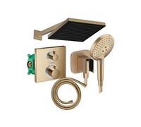 Colonne douche thermostatique Ecostat Square Douche de tête PulsifyS Flexible Isiflex Douchette Raindance SelectS bronze