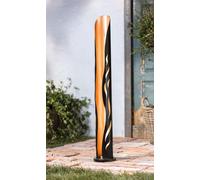 Colonne LED solaire "Flamme" en métal, noir / cuivre, hauteur 102 cm, colonne décorative, fiche de jardin, décoration lumineuse pour l'extérieur