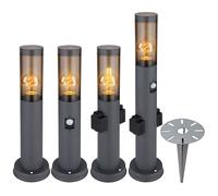 Colonne lumineuse LED avec douille et détecteur de mouvement colonne de jardin avec lumière, piquet de sol, acier inoxydable anthracite, fumée plastique, 6W 806lm blanc chaud Anthrazit - Sensor u. Ste