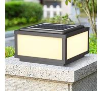 Colonne lumineuse solaire d'extérieur noire avec télécommande, lanterne extérieure LED pour clôture, terrasse, éclairage étanche pour portail, cour
