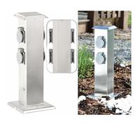 Royal Gardineer Colonne multiprise d'extérieur 4 prises avec boîtier en acier inoxydable