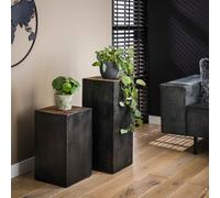 Colonne pour fleurs en bois et métal Hauteur 50cm TARA
