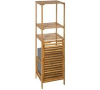 Etagère de salle de bain en bambou avec panière à linge intégrée - Hauteur 118 cm
