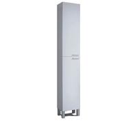 Colonne salle de bain avec 2 portes coloris blanc brillant - Longueur 182 x Profondeur 30 x Hauteur 25 cm