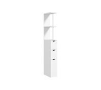 Colonne salle de bain style contemporain - 2 tiroirs, 2 étagères, porte - MDF métal blanc