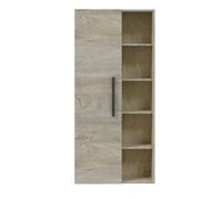 Colonne salle de bain Suspendue avec 1 porte coloris Alaska chêne à nœuds - Hauteur 135 x Longueur 51 x Profondeur 25 cm